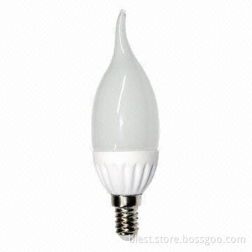 E14 LED Candle Light with 3W Power, Elongated Tail and Ceramic Housing